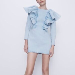 Zara Light Blue Asymmetrical Dress
